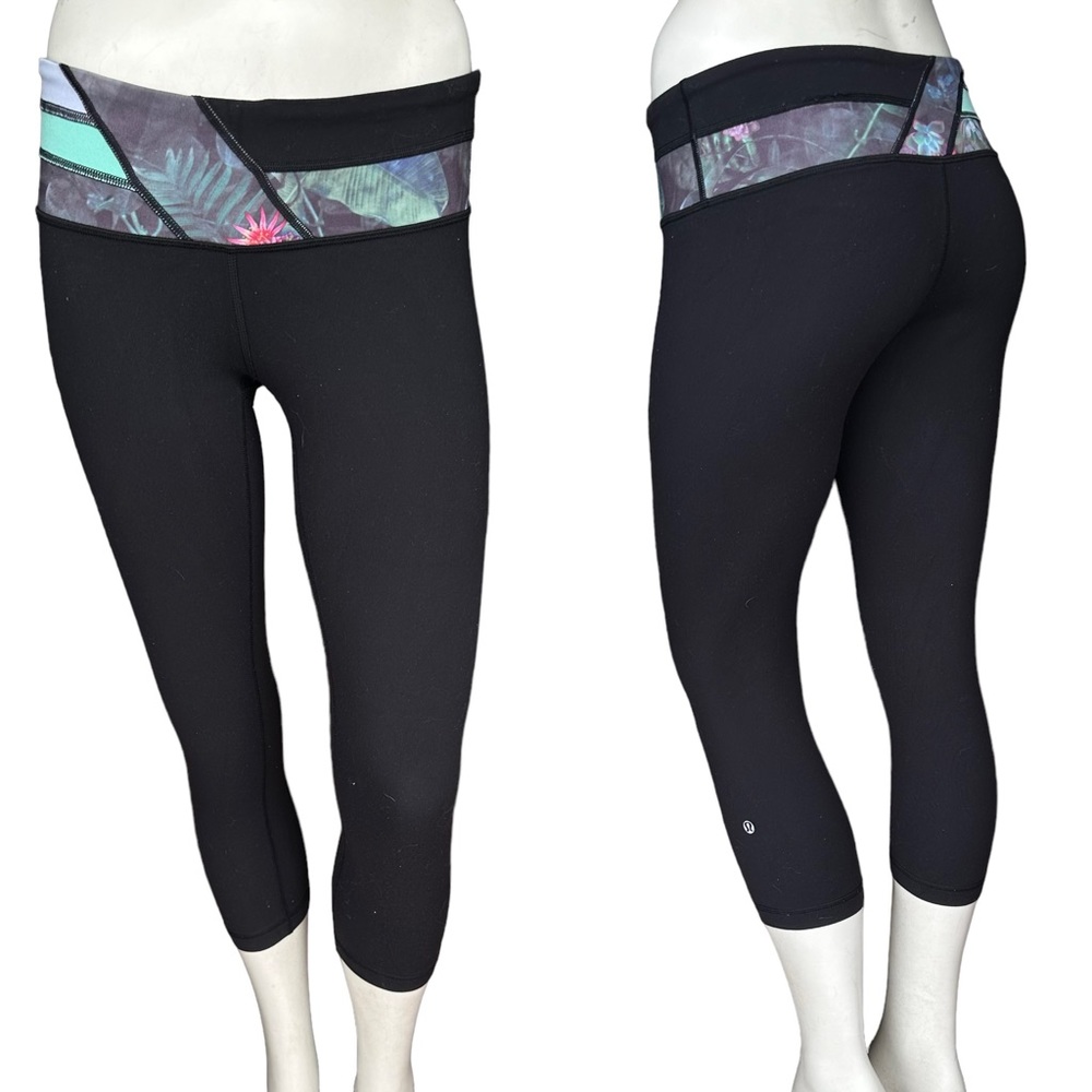 Lululemon Wunder Under Full On Luon Black Cropped Leggings Size 4